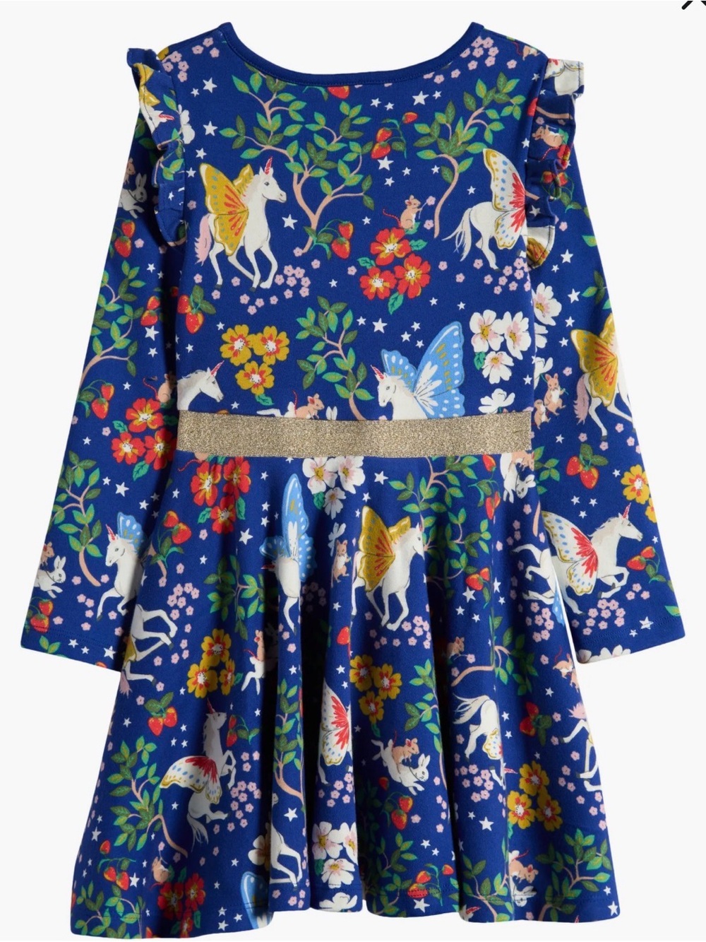 Kids' Mabel Fantasy Print Long Sleeve Cotton Twirly Dress